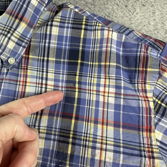 VINTAGE Polo Ralph Lauren Shirt Men Medium Plaid Madras Button Down Long Sleeve - Picture 10 of 13